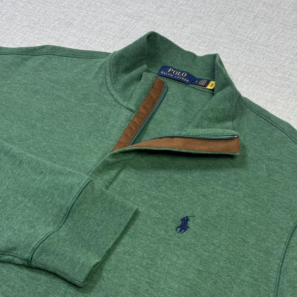 Polo Ralph Lauren 1/4 Zip Pullover Sweatshirt Mens Large Green Fleece Mock Neck